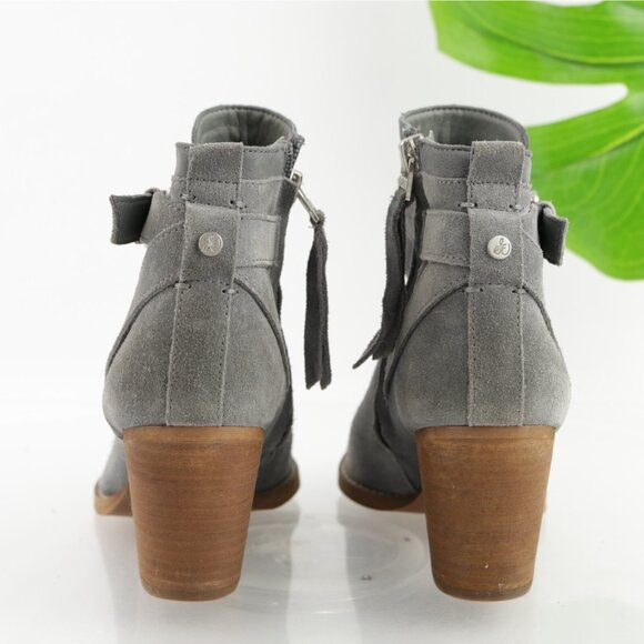 Sam Edelman Womens Maurine Boots Size 7 Gray Blue Suede Block Heel Buckle Bootie - Picture 4 of 13